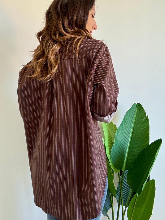 Camicia a righe cioccolato