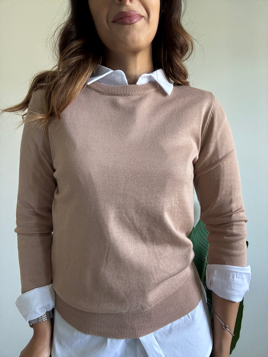 Maglia basica fiore sabbia