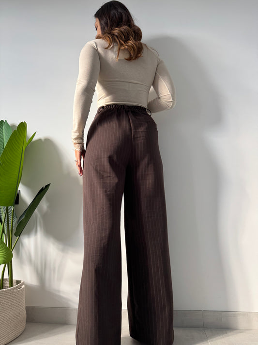 Pantalone palazzo gessato Lumina