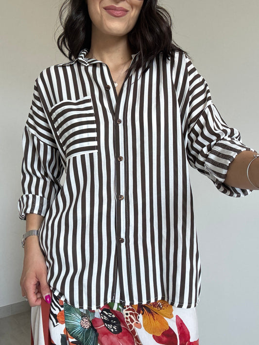 Camicia lunga viscosa marrone