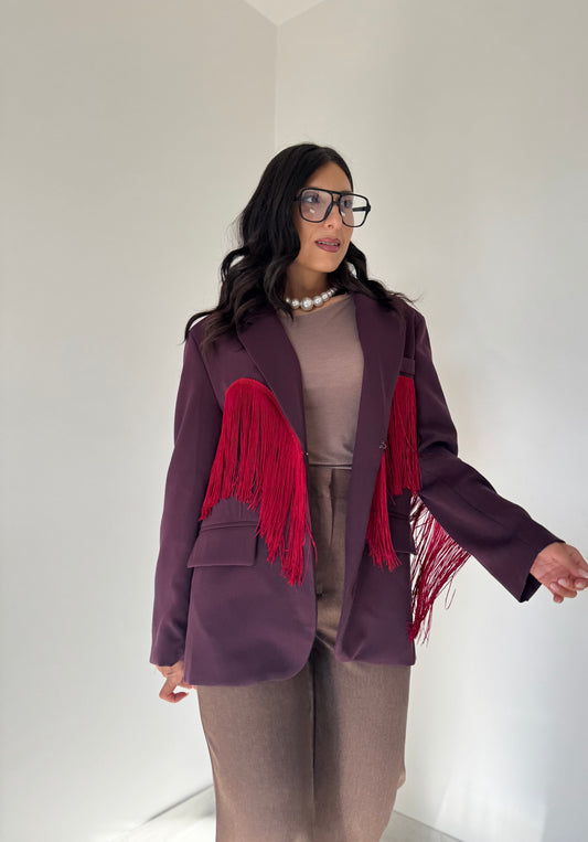 Blazer tinta unita frangia Lumina