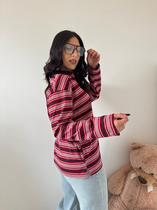 Maglia serafino bordeaux