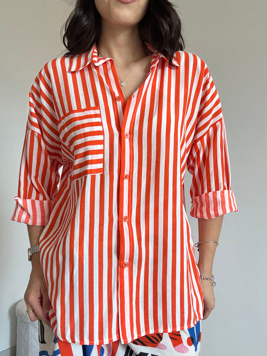 Camicia lunga viscosa arancione
