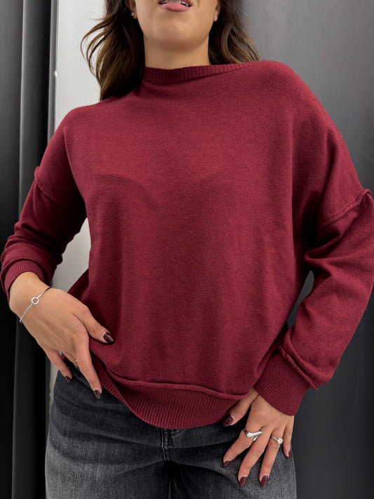 Maglia girocollo Brend vino