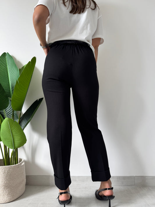 Pantalone risvolto Susy Mix nero