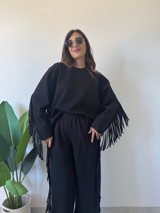 Felpa frange Lumina nera