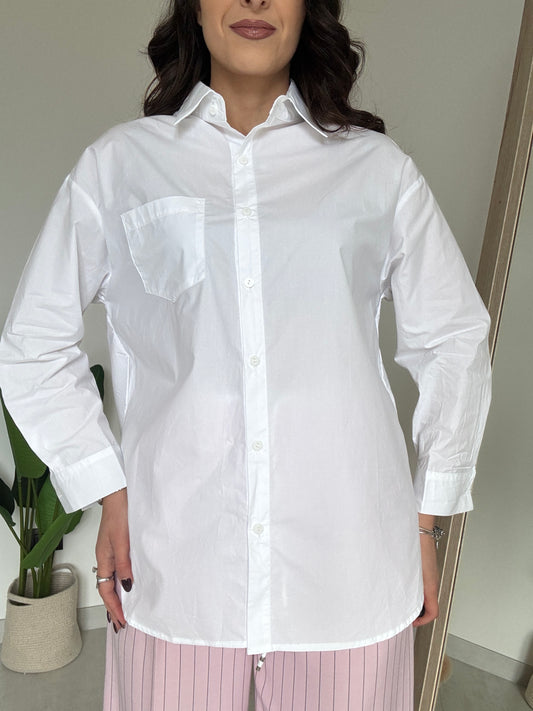 Camicia over bianca cotone