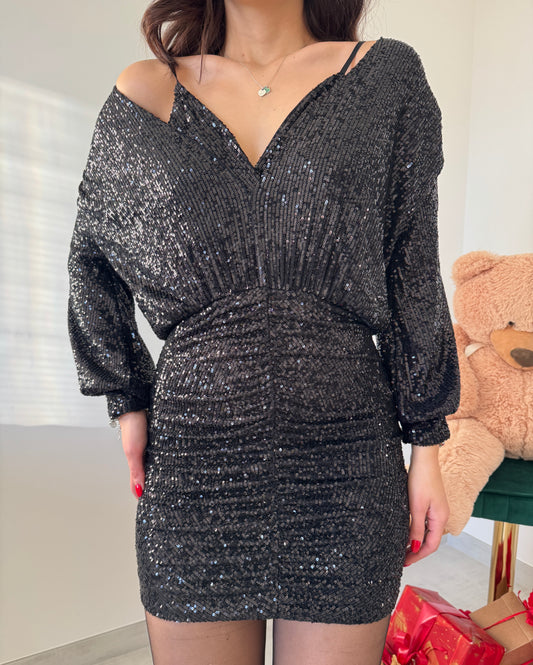 Abito paillettes con top nero