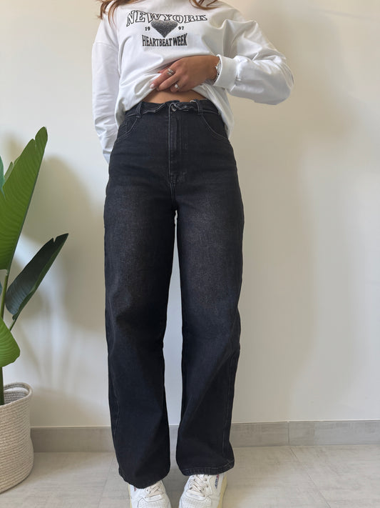 Jeans slouchy bottoni nero