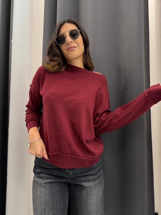 Maglia girocollo Brend vino