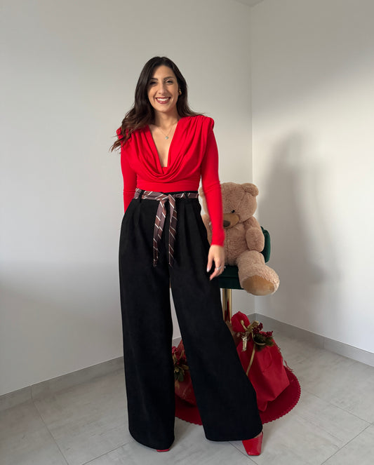 Pantalone velluto con cravatta