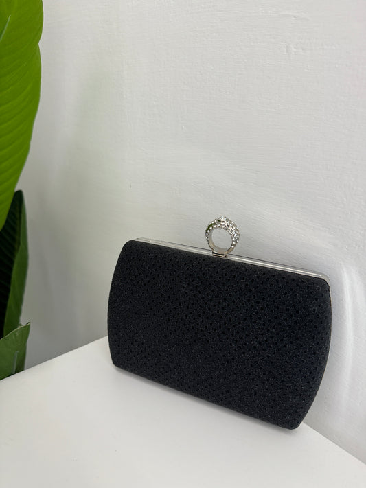 Mini pochette nera brillantinata