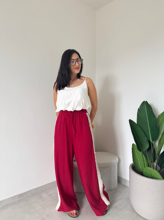 Pantalone palazzo in pizzo Lumina