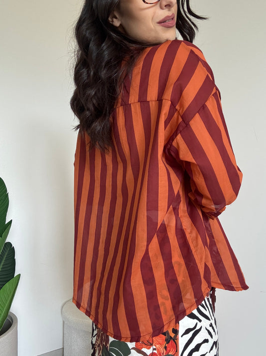Camicia riga arancione