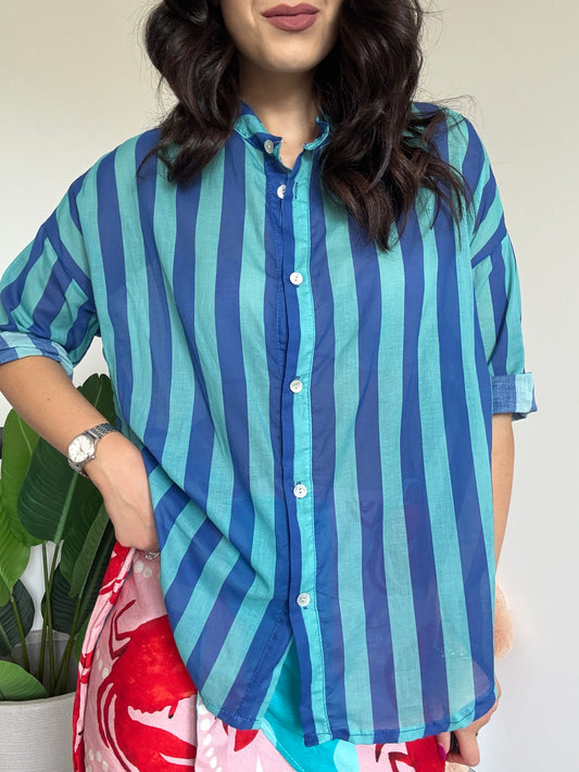 Camicia riga blu