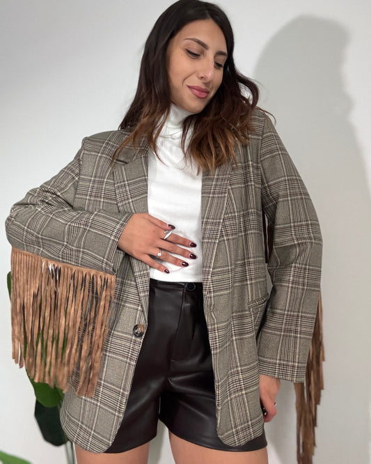 Giacca quadri frange