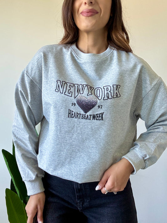 Felpa New York grigia