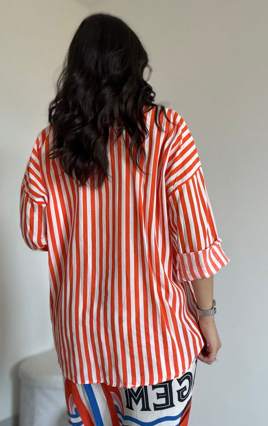 Camicia lunga viscosa arancione