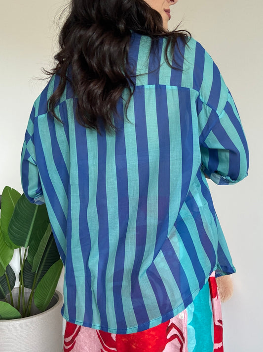Camicia riga blu