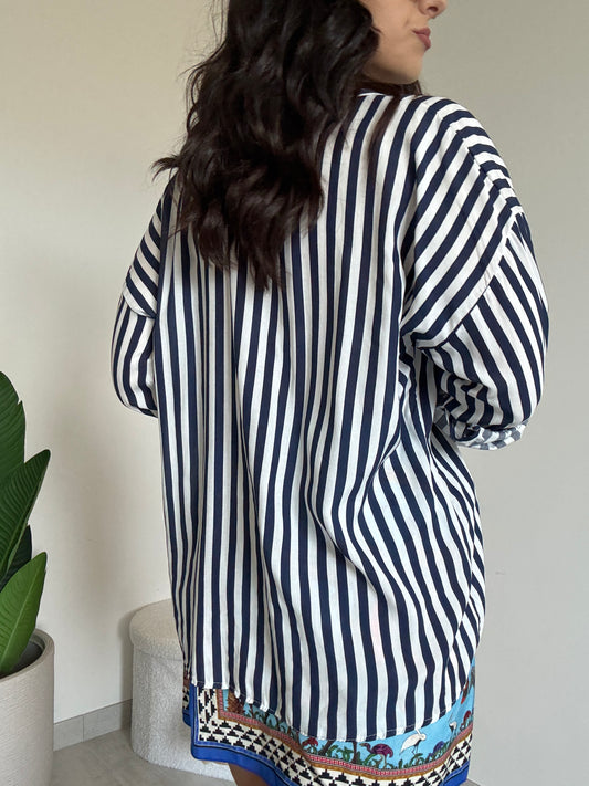 Camicia lunga viscosa blu