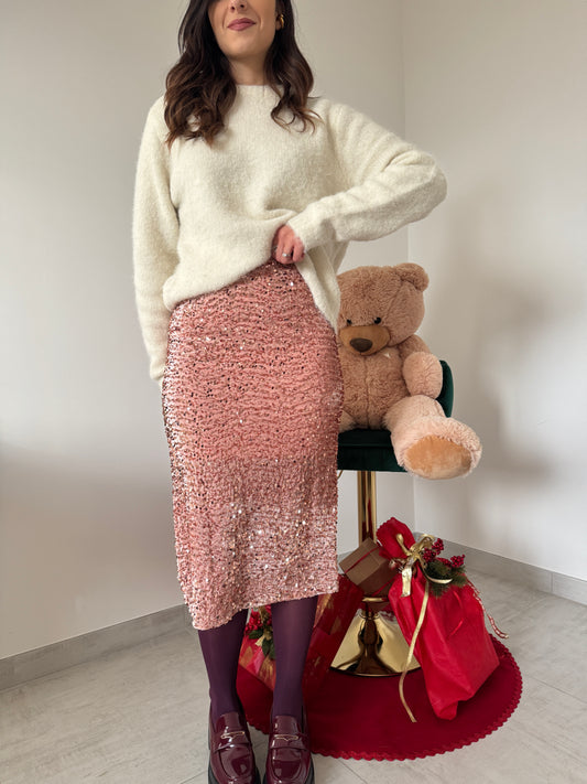 Gonna paillettes rosa