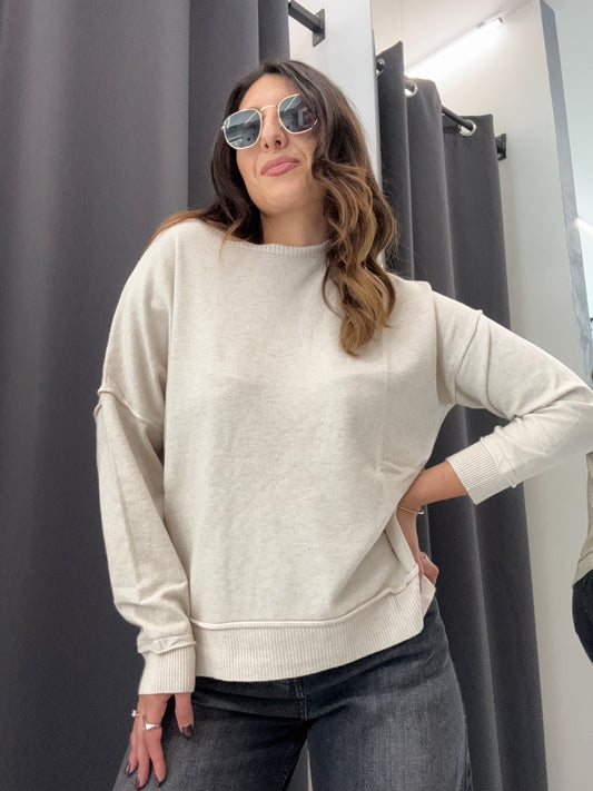 Maglia girocollo Brend beige