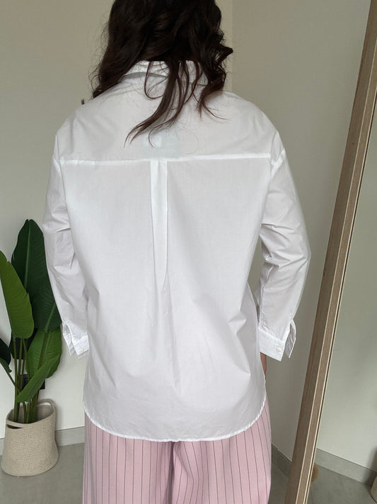 Camicia over bianca cotone