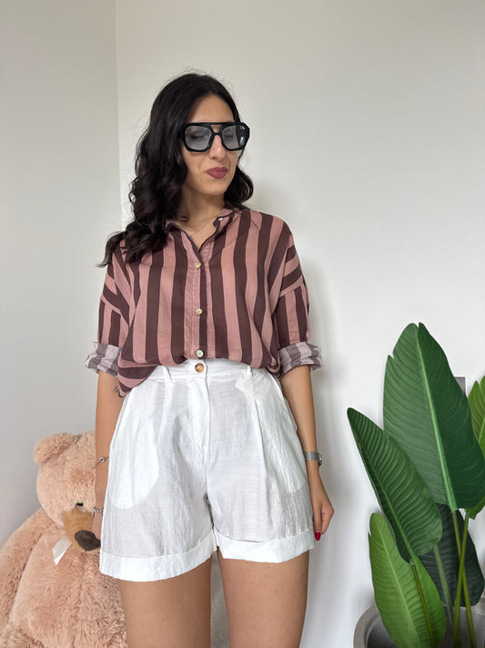 Camicia riga marrone