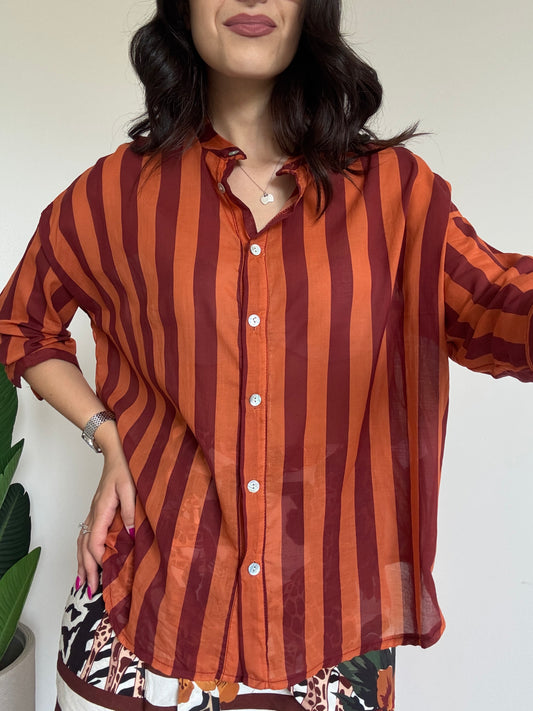 Camicia riga arancione
