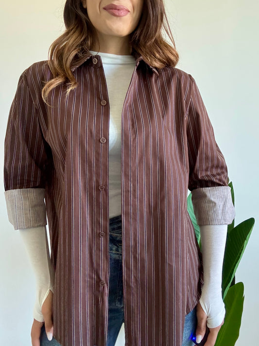Camicia a righe cioccolato