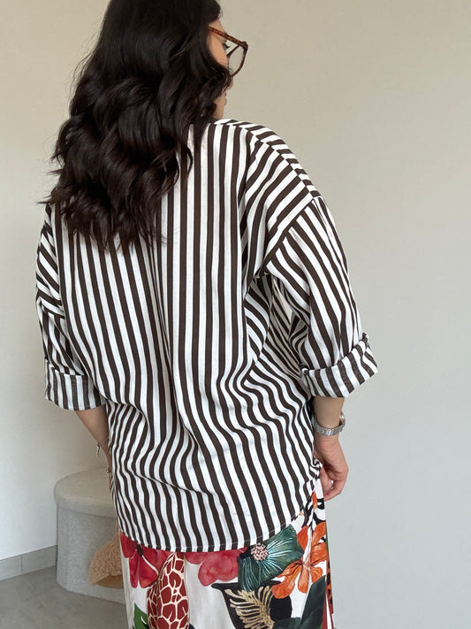 Camicia lunga viscosa marrone